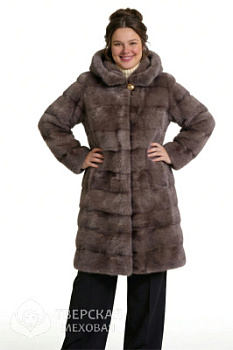 Норковая шуба «Диана» капюшон графит